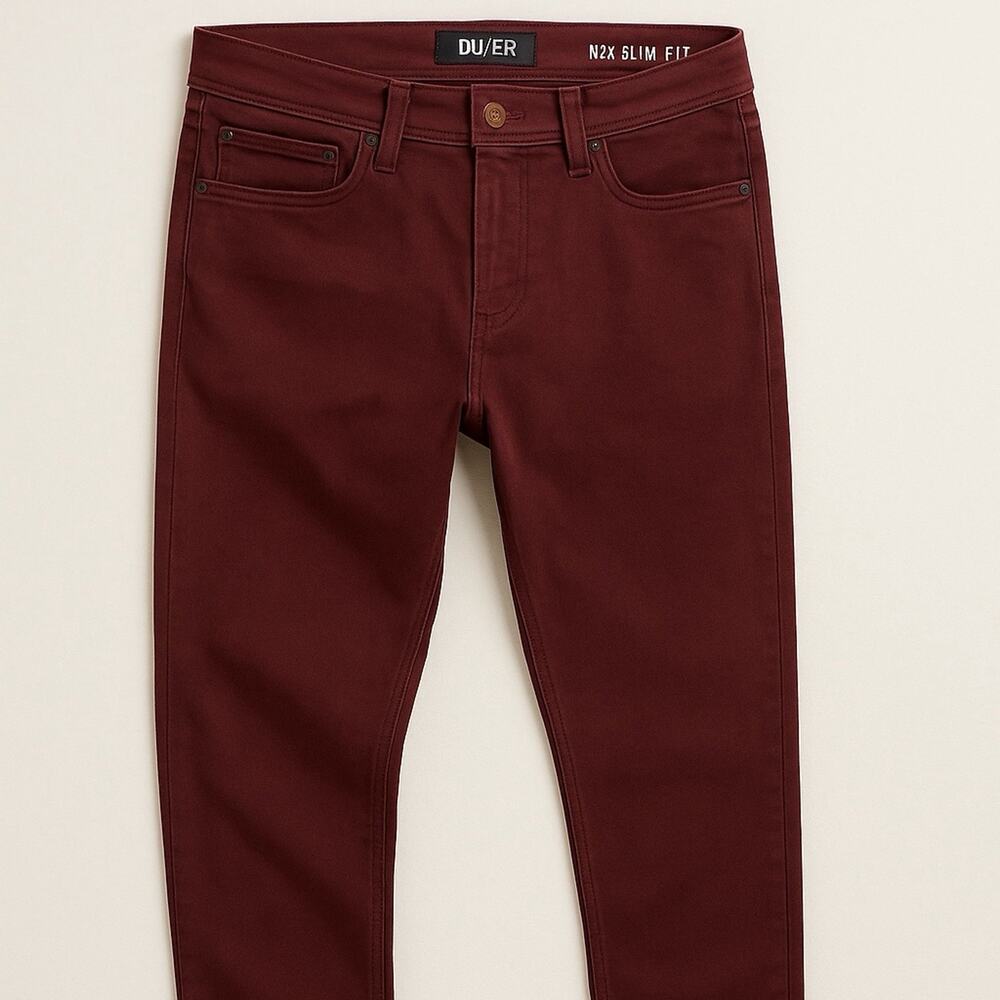 DUER N2X Slim Fit Performance Pants Men’s 32x32 – Merlot / Burgundy